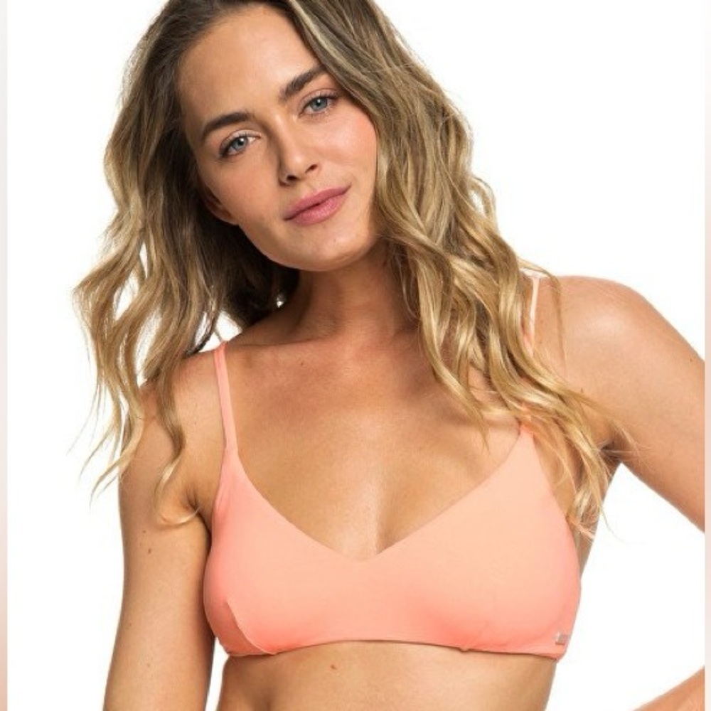 Roxy Beach Classics Athletic Triangle Bikini Top Peach